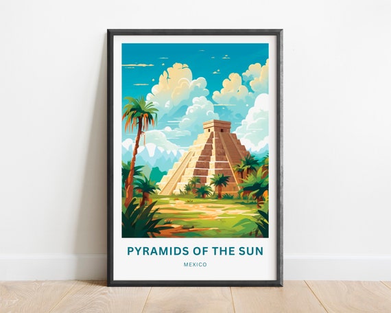 Pyramid Of The Sun Travel Print Pyramid Of The Sun Poster Mexico Wall Art Framed Present Gift Mexico Present