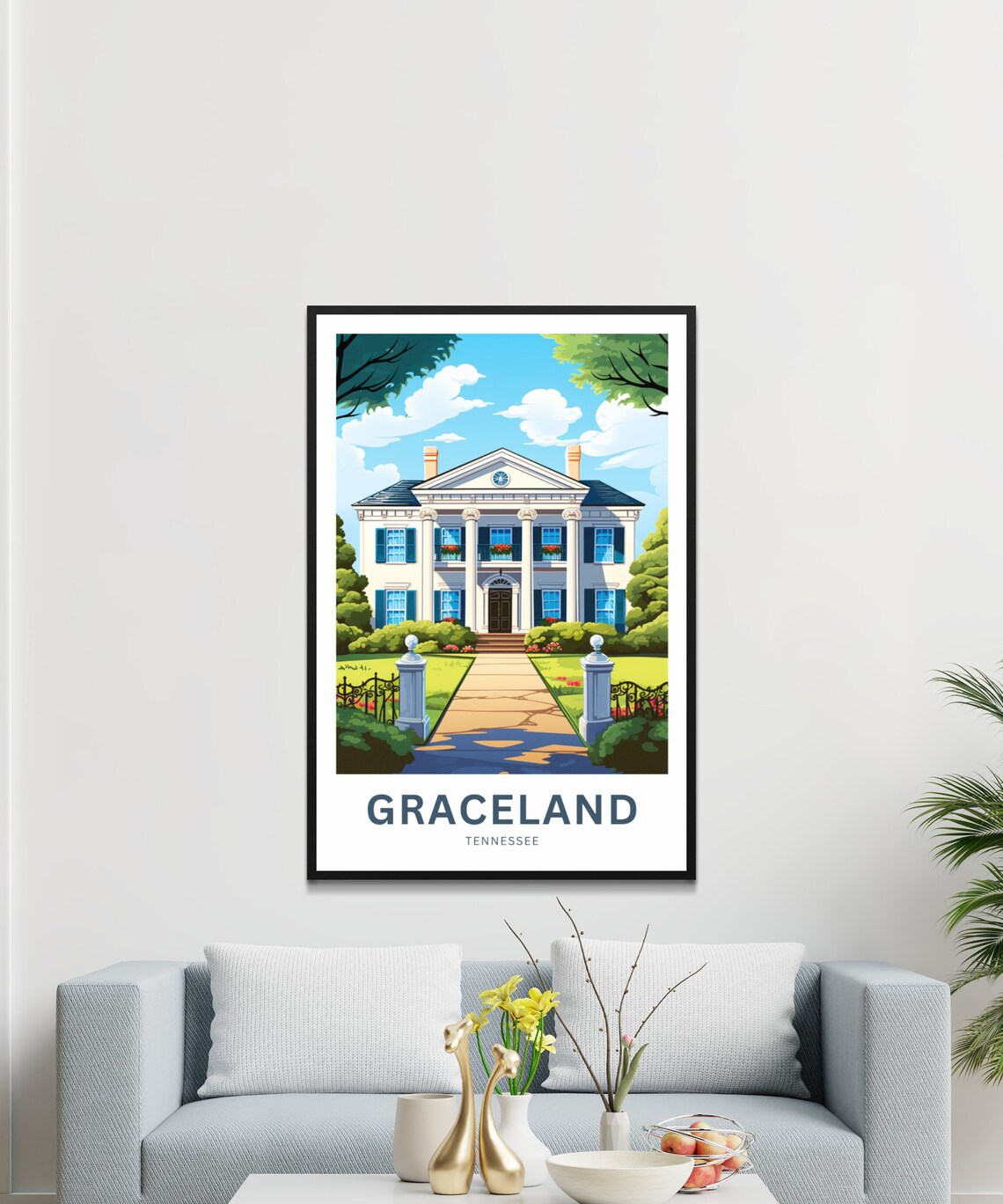 Personalized Graceland Tennessee Mansion Retro Landmark Estate Poster - Image 3