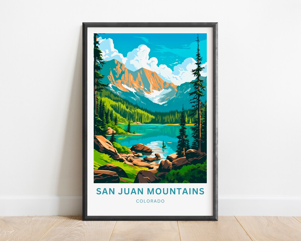San Juan Mountains Colorado Turquoise Alpine Lake Travel Poster