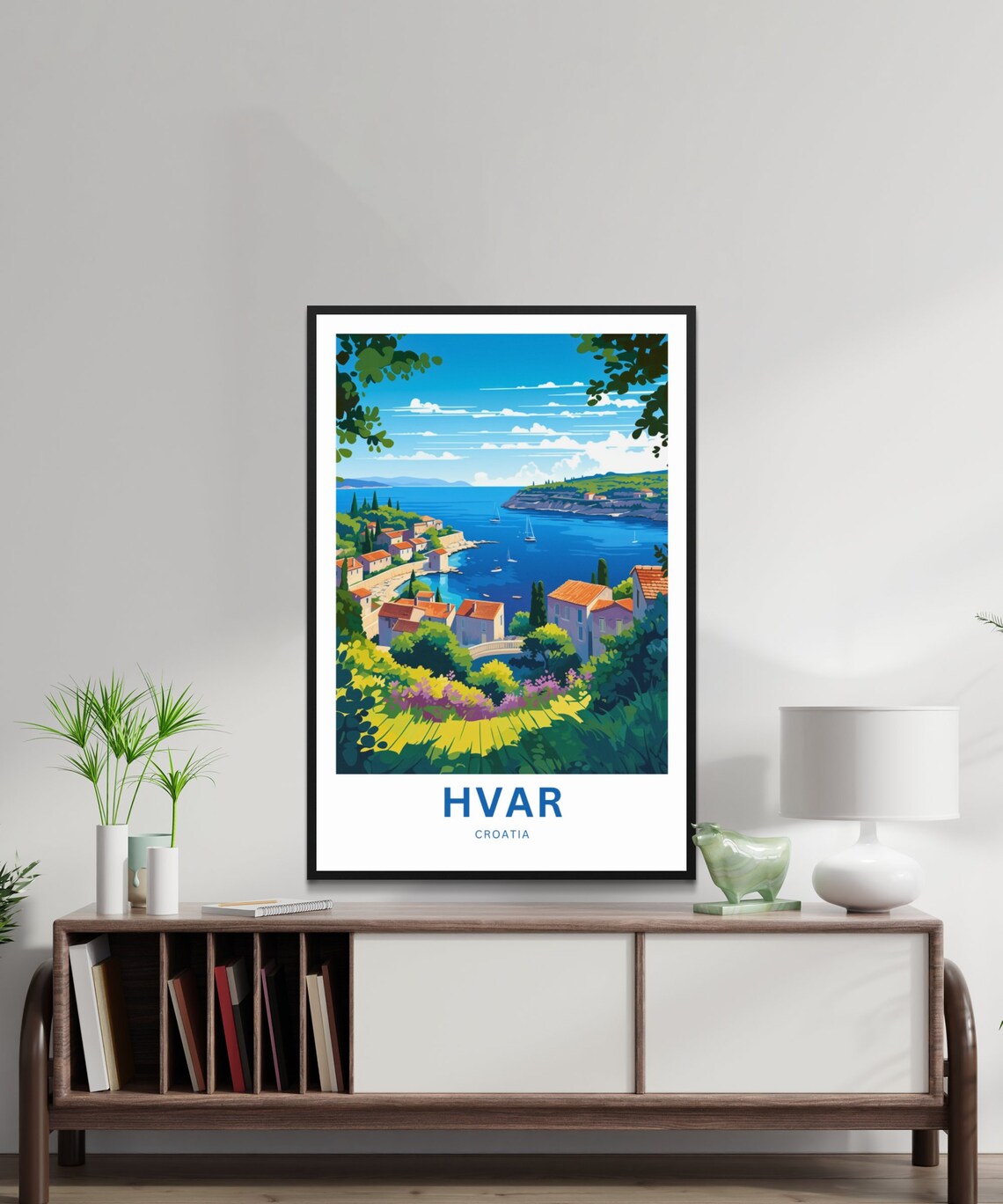 Hvar Croatia Coastal Bay Village Overlook Scenic Travel Poster - Image 2
