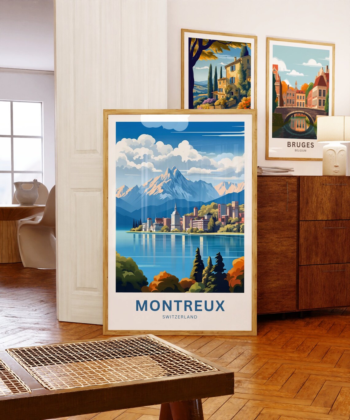 Montreux Switzerland Lake Town Mountain Backdrop Travel Poster - Image 5