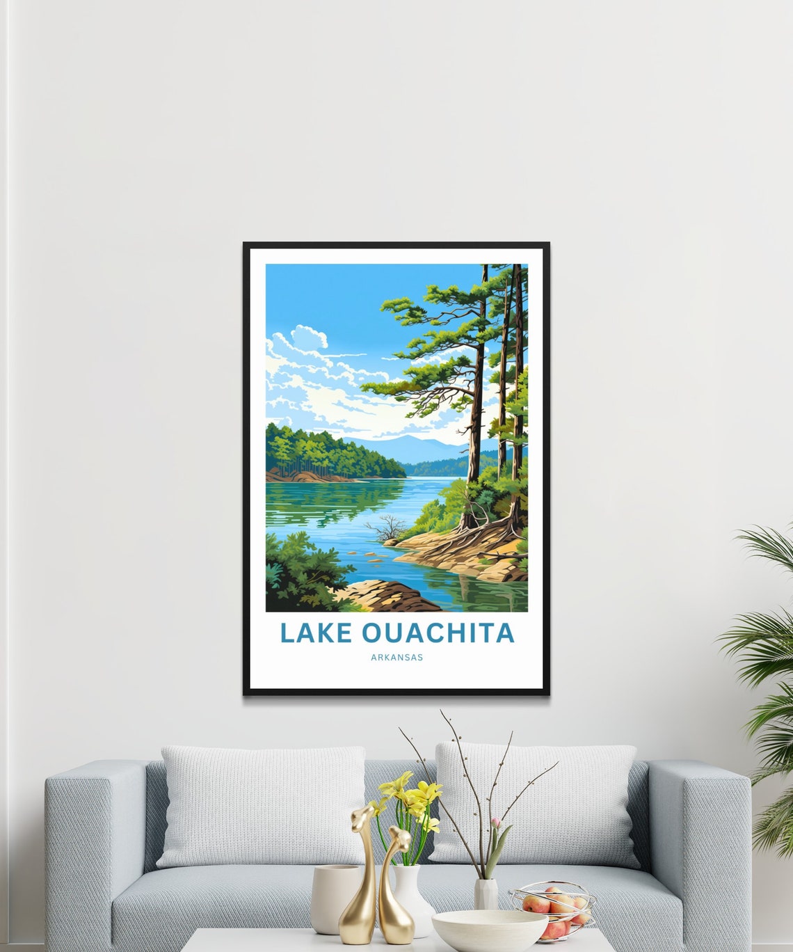 Lake Ouachita Arkansas Tall Pine Trees Lakeside View Travel Poster - Image 3