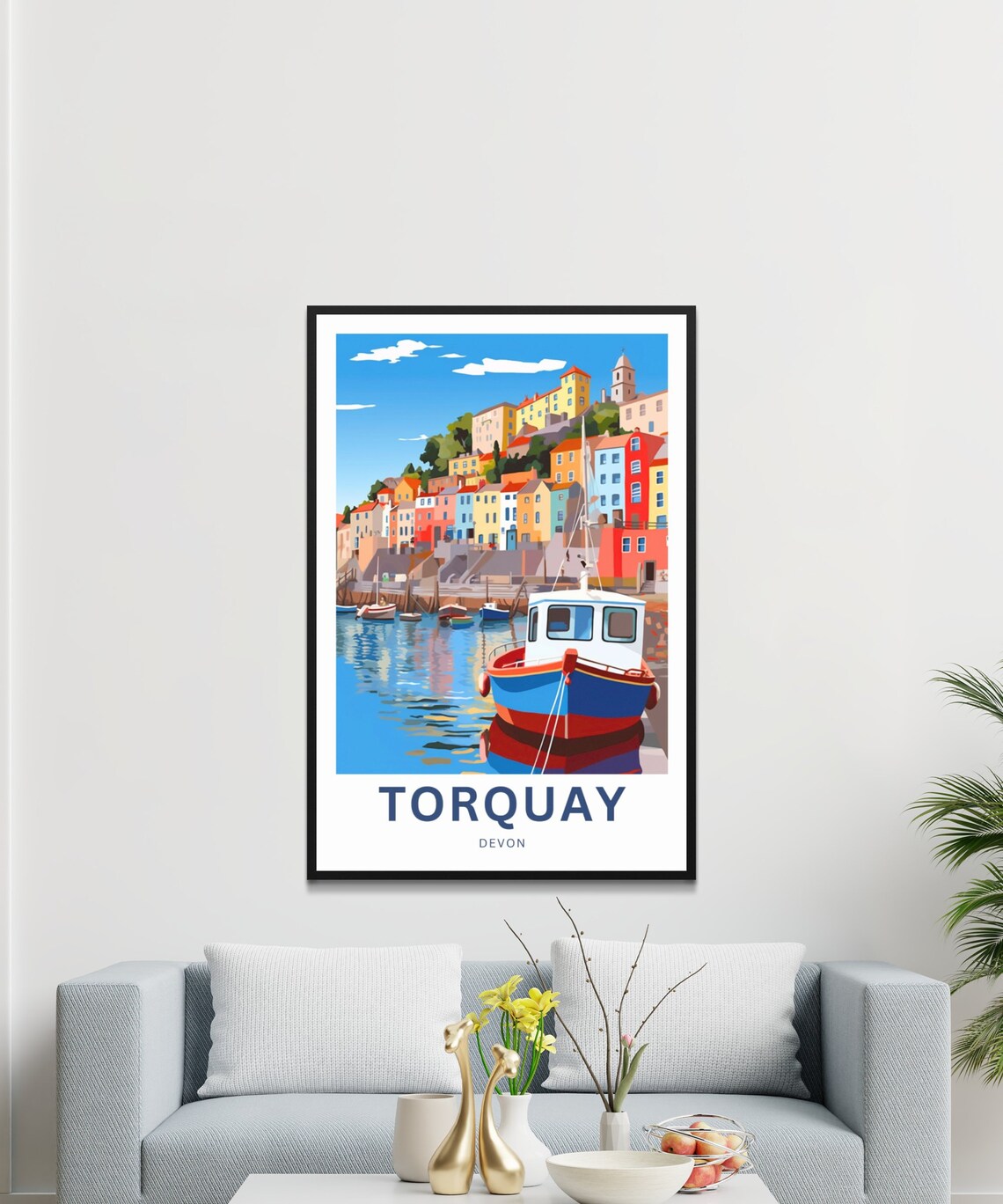 Torquay Devon England Colorful Harbor Fishing Boat Travel Poster - Image 3