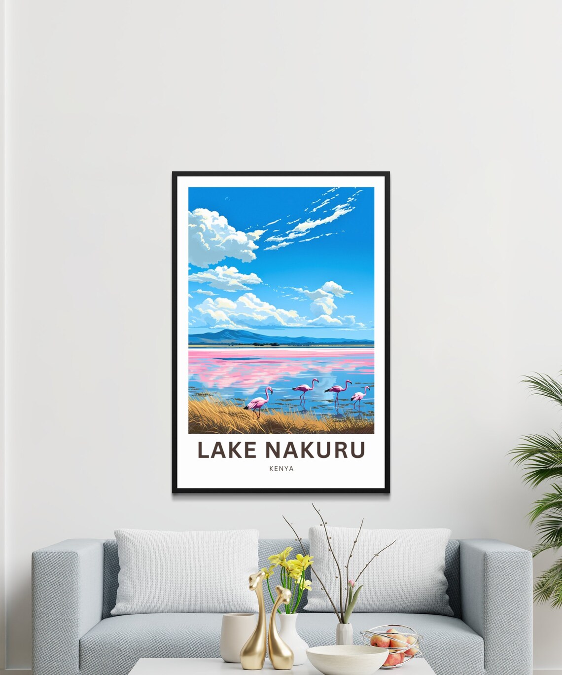 Lake Nakuru Kenya Personalized Flamingo Flock Lake Scene Poster - Image 2