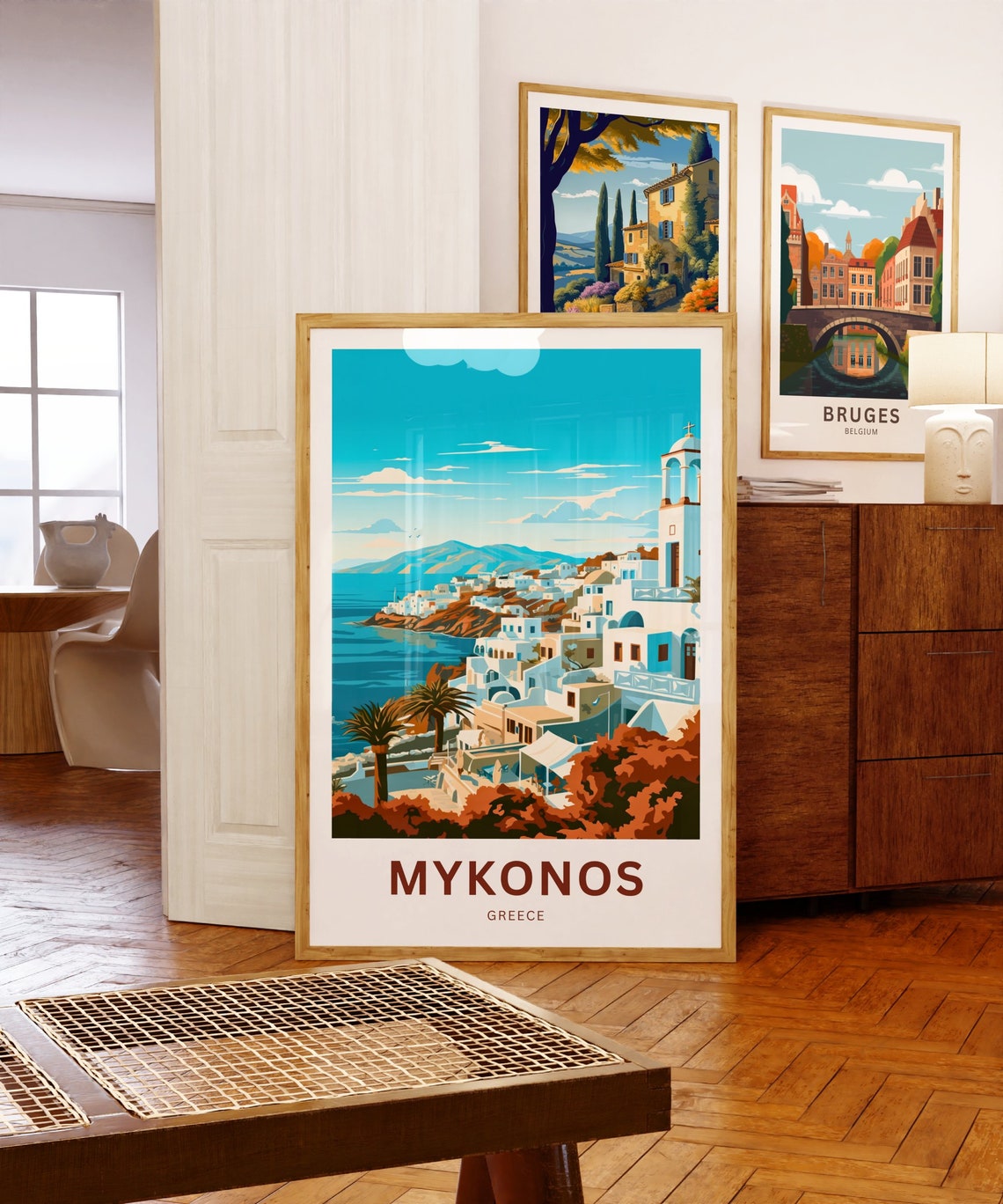 Mykonos Greece Hillside Village View Personalized Travel Poster - Image 5