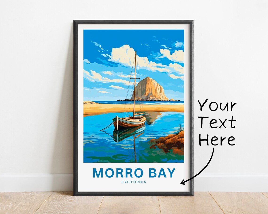 Morro Bay California Sailboat Rock Cove Personalized Art Poster