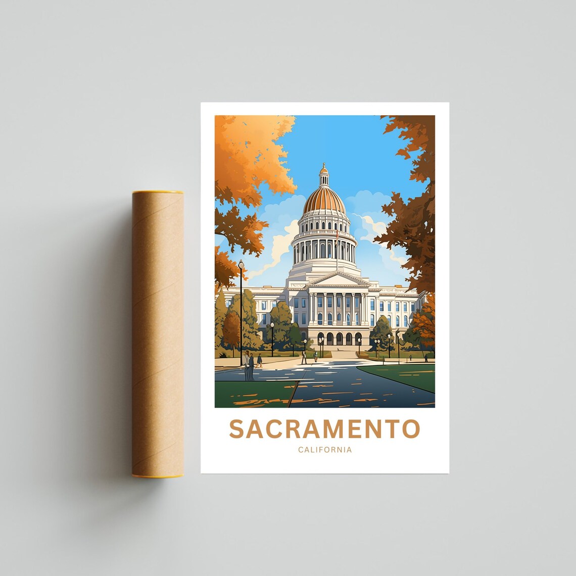Personalized Sacramento California Capitol Vintage Travel Poster Gift - Image 4