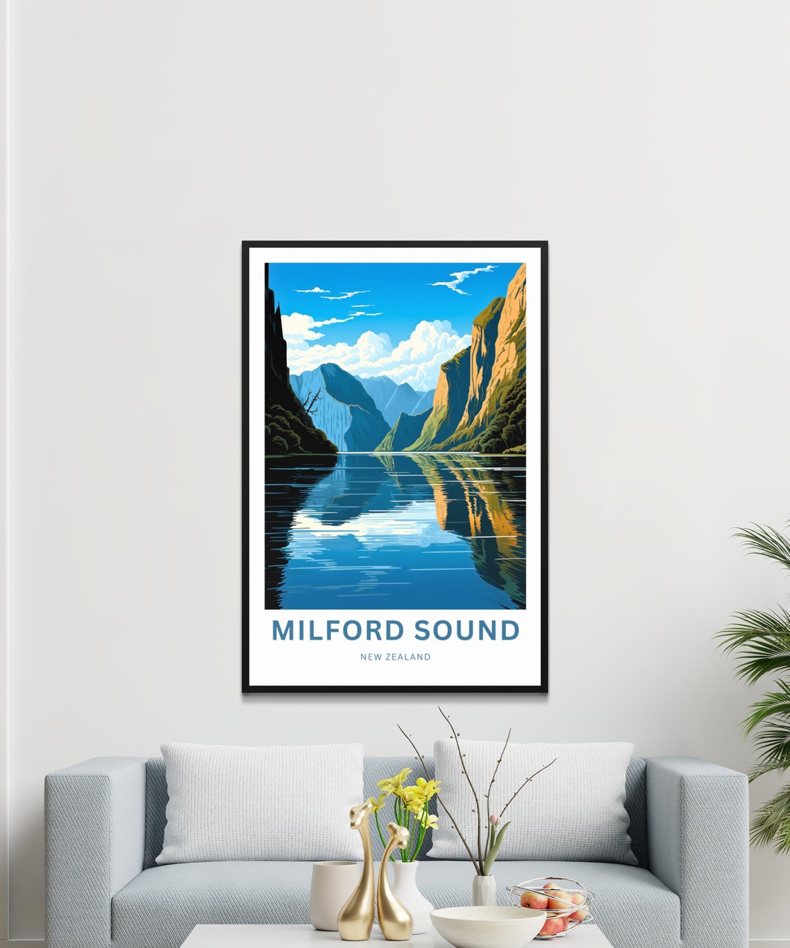 Milford Sound New Zealand Mirror Lake Reflection Custom Travel Poster - Image 3