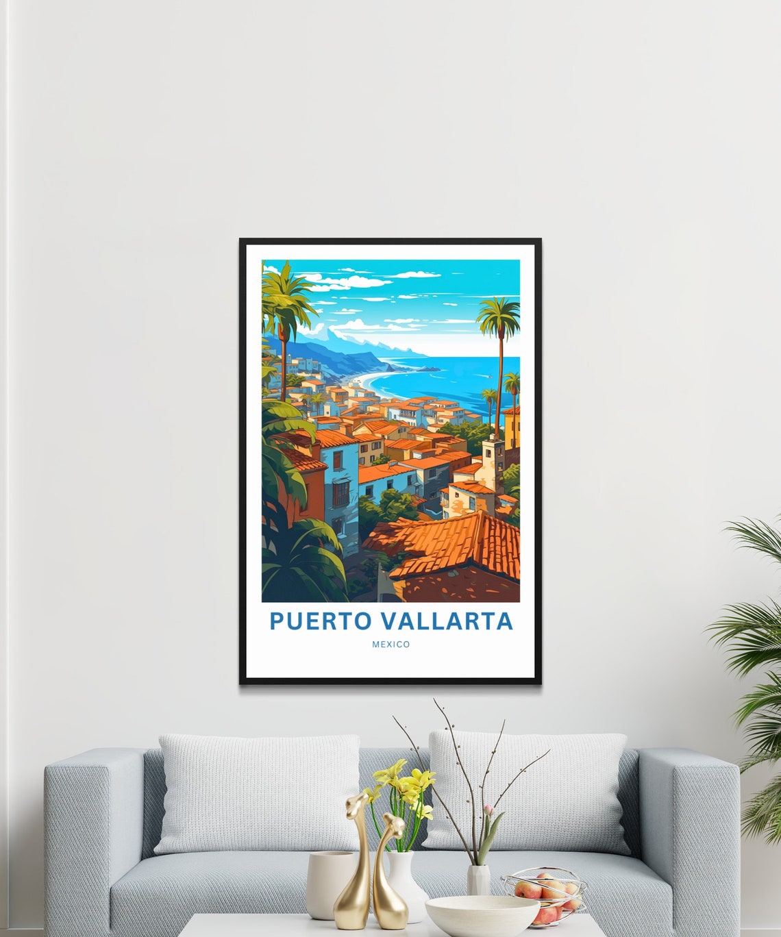 Personalized Puerto Vallarta Mexico Cliffside Coast Travel Poster - Image 3