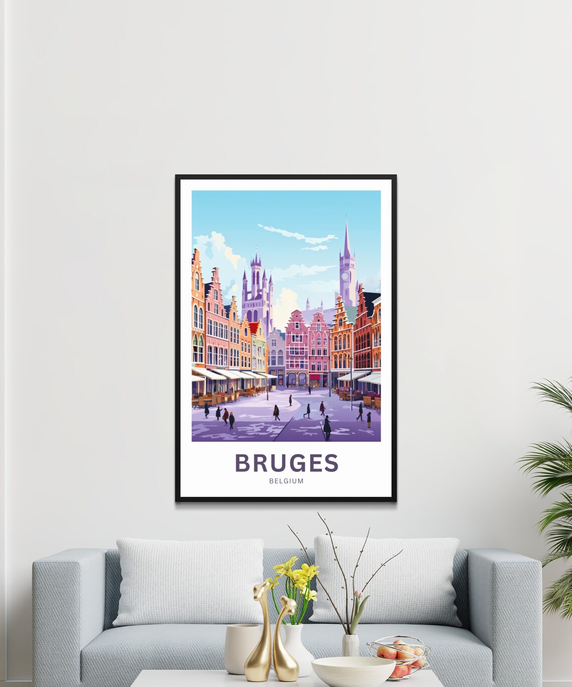 Bruges Belgium Old Town Square Colorful Historic Houses Travel Poster - Image 3