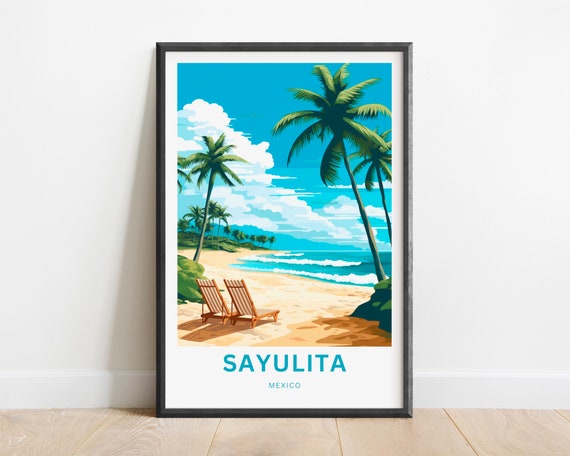 Sayulita Travel Print Sayulita Poster Mexico Wall Art Framed Present Gift Mexico Present