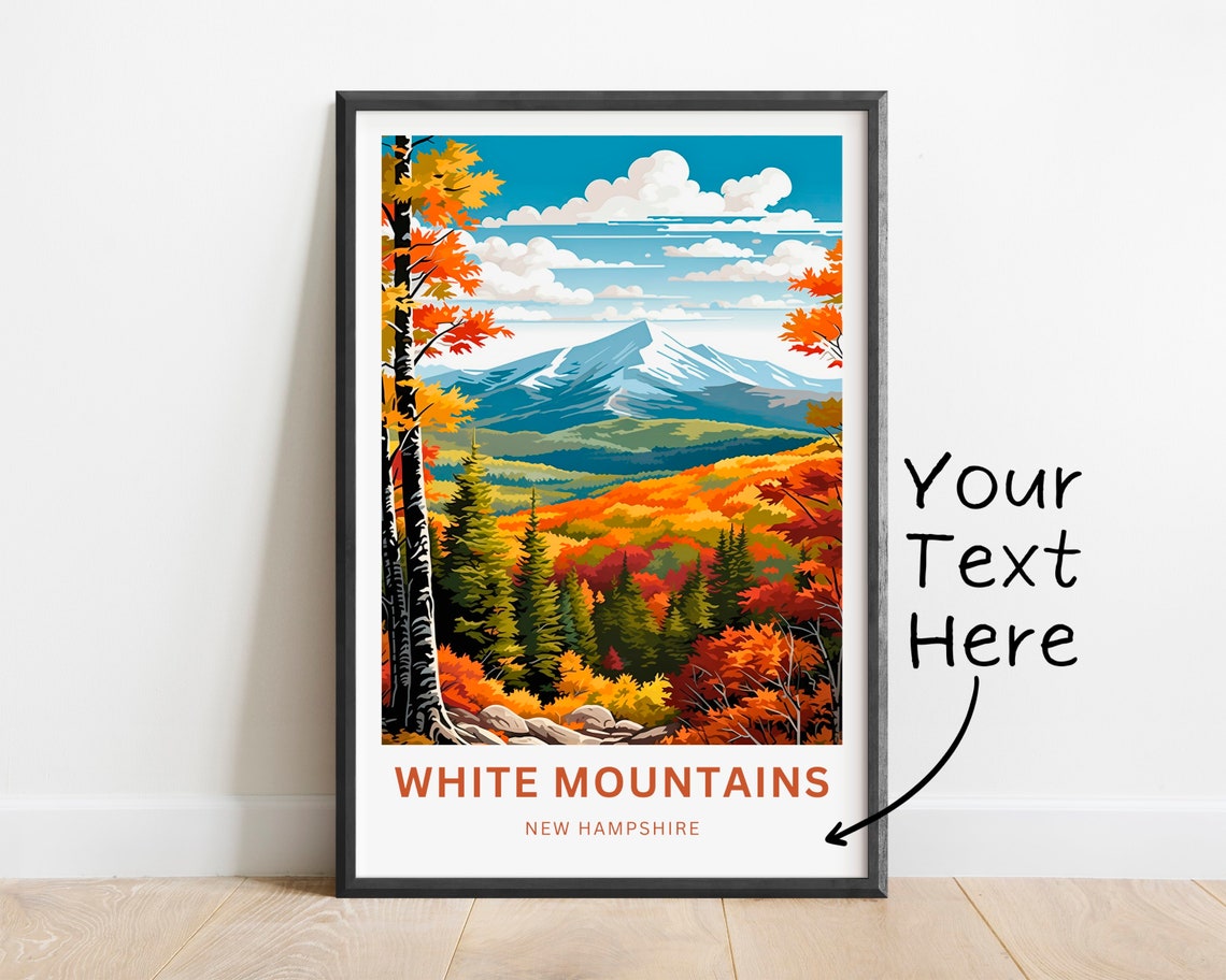 White Mountains New Hampshire Fall Foliage Custom Text Poster