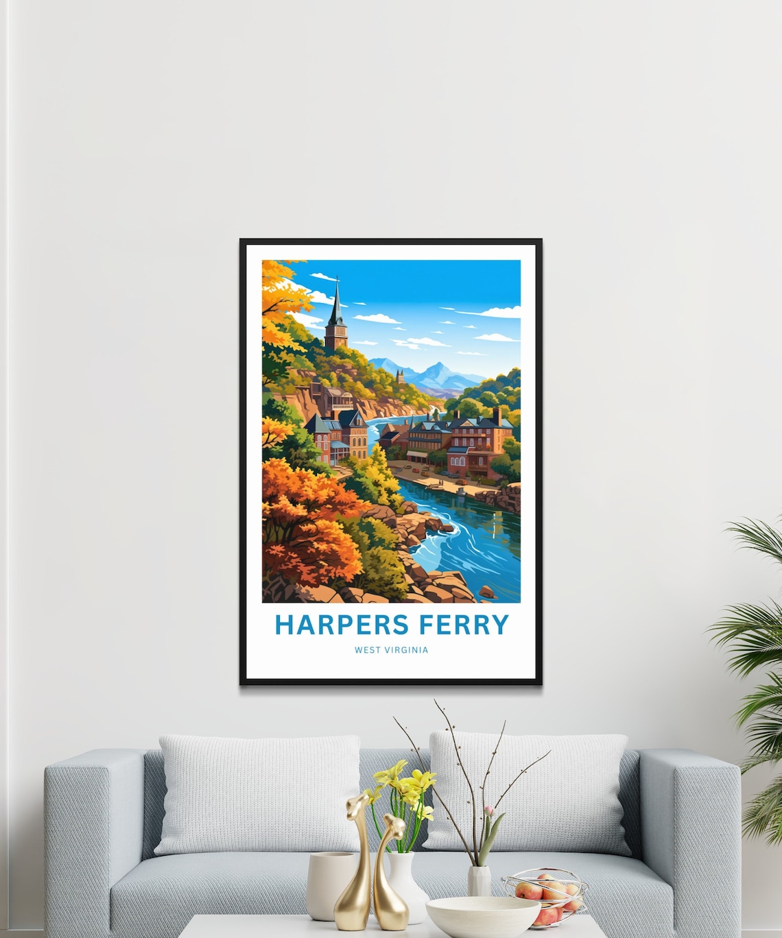Harpers Ferry West Virginia Custom River Town Autumn Travel Poster - Image 3