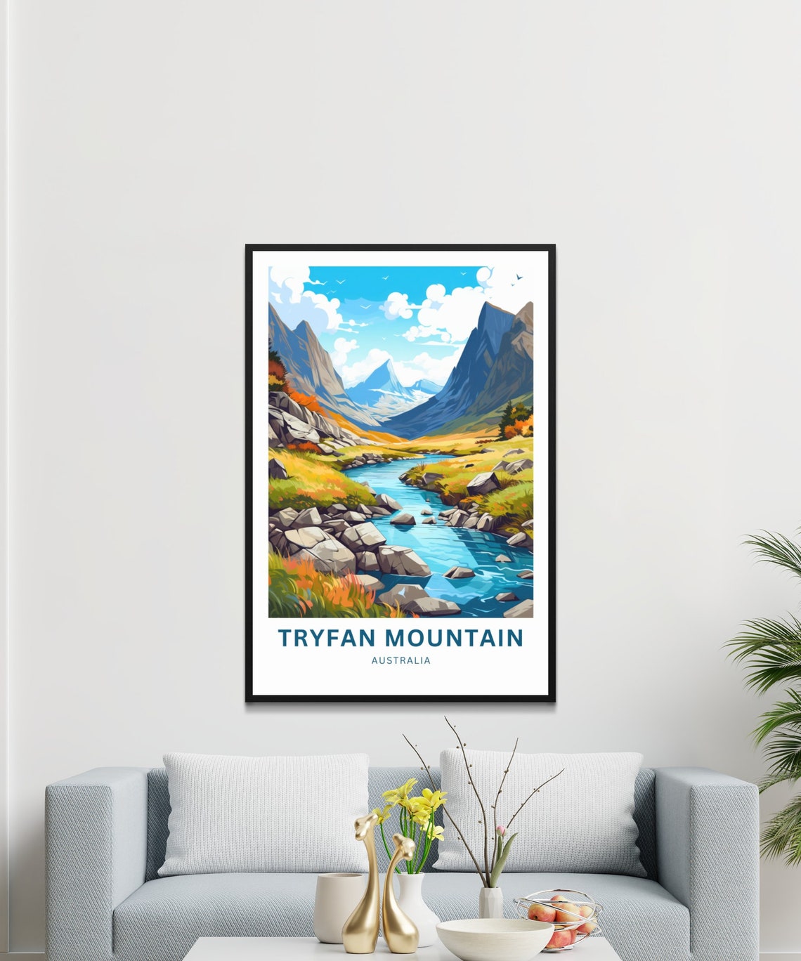 Tryfan Mountain Australia Valley Stream Personalized Poster Art - Image 3