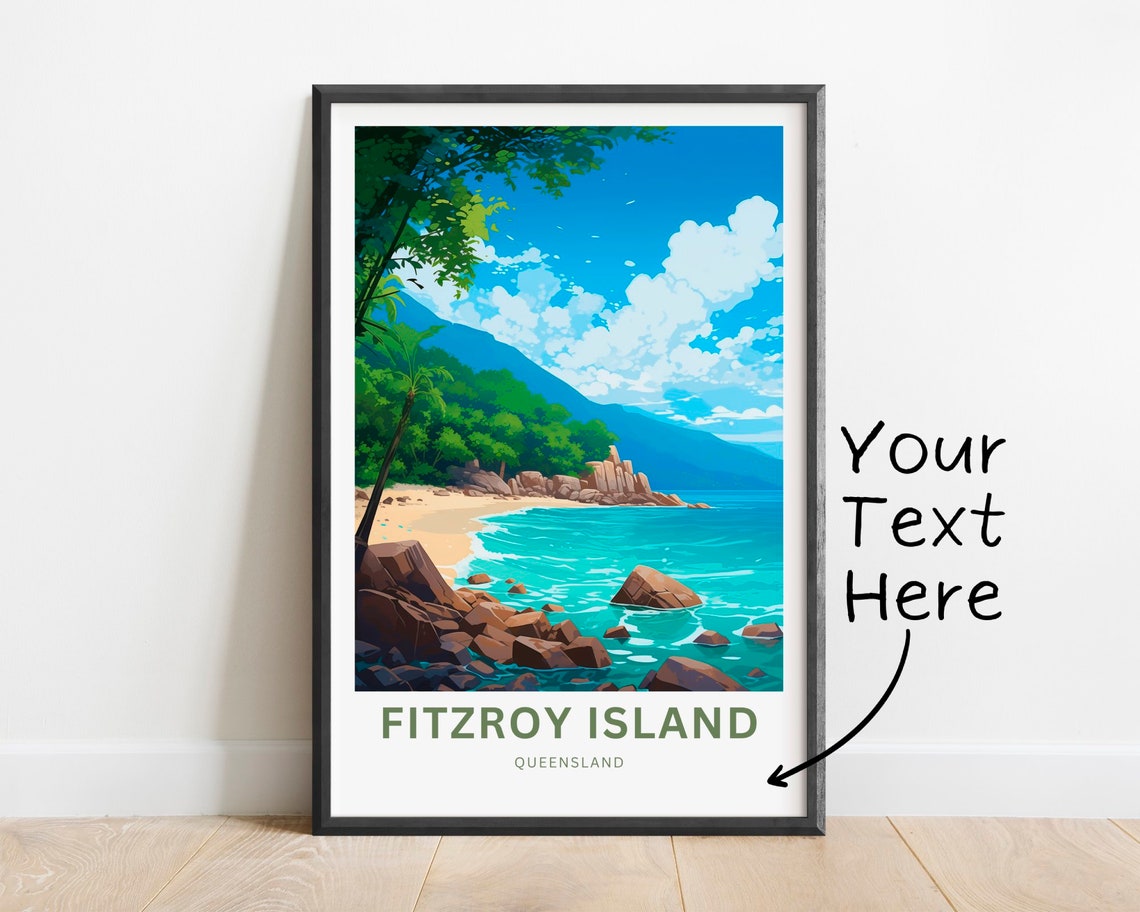 Personalized Fitzroy Island Queensland Turquoise Bay Travel Poster