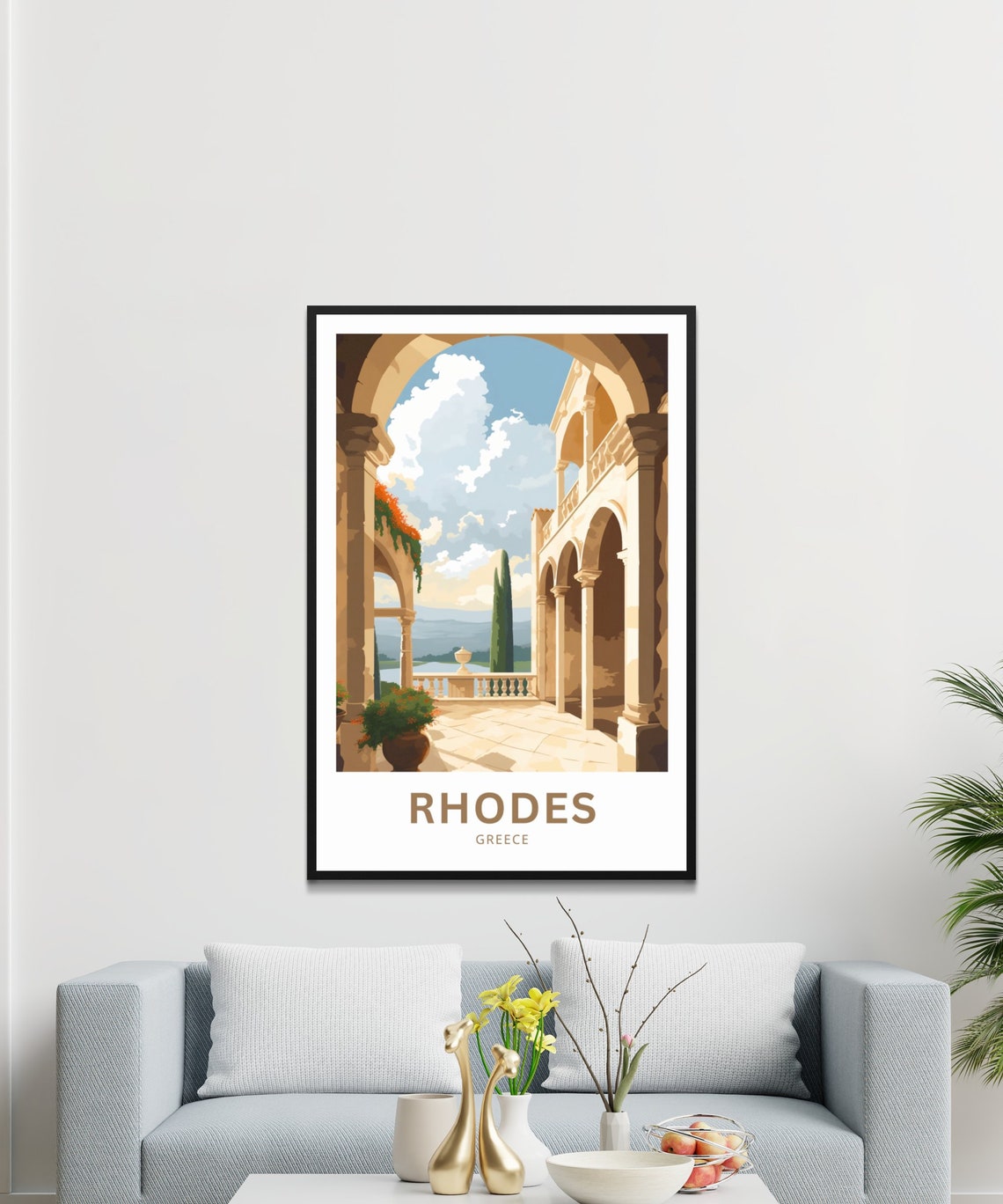 Rhodes Greece Ancient Stone Courtyard Mediterranean Travel Poster - Image 3