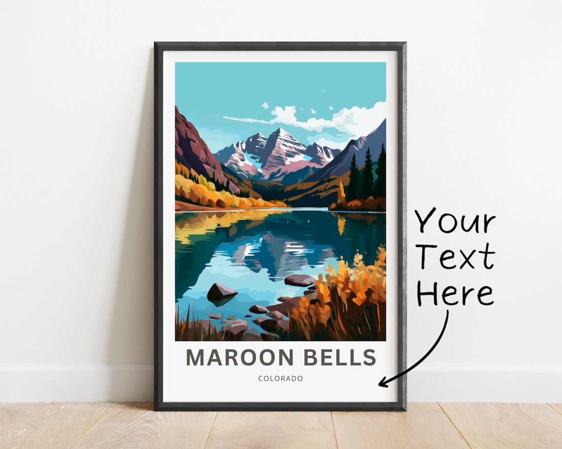 Personalized Maroon Bells Travel Poster, Colorado