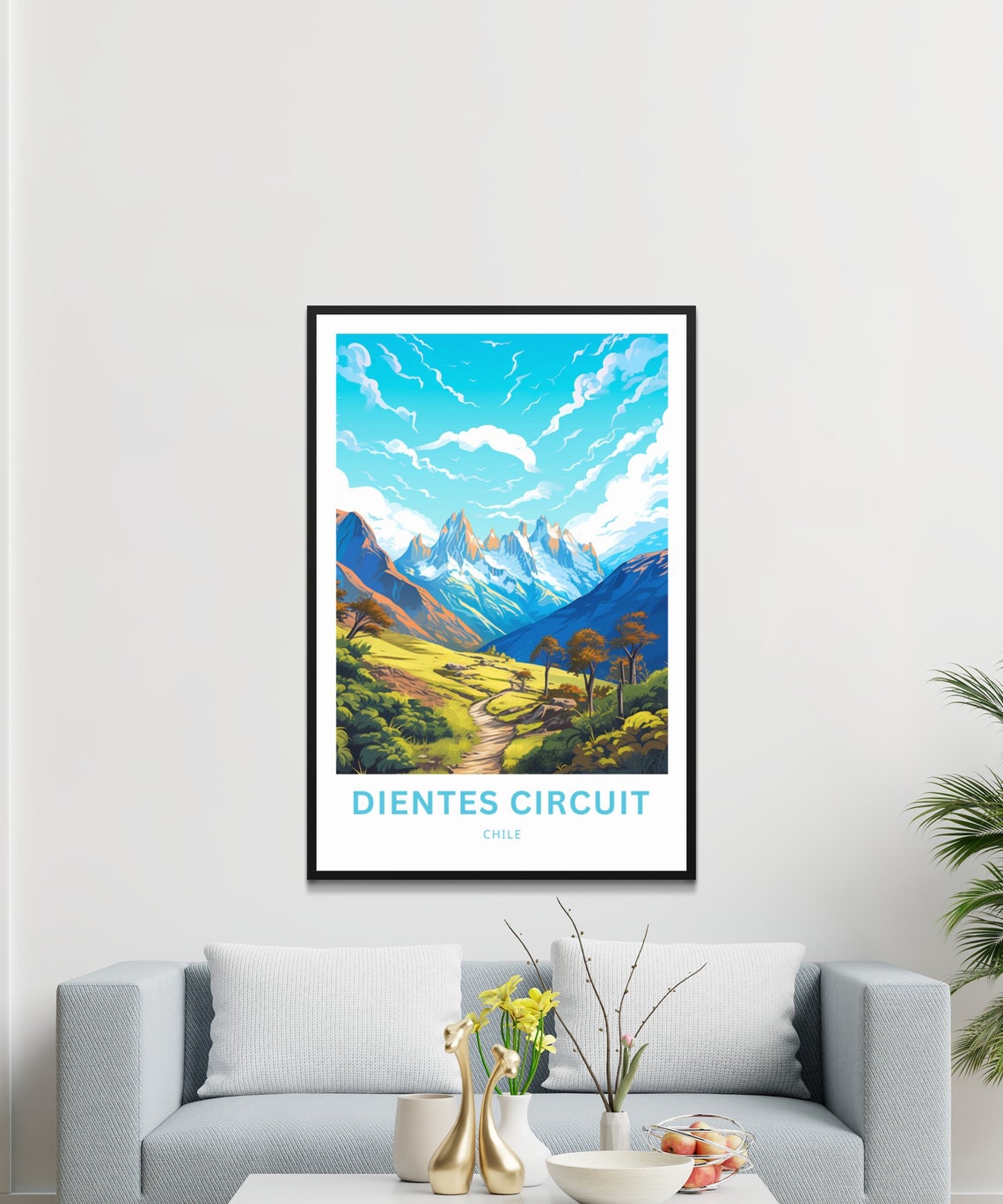 Dientes Circuit Trek Circuit Travel Print Dientes Circuit Trek Circuit Poster Chile Wall Art Framed Present Gift Chile Present - Image 3