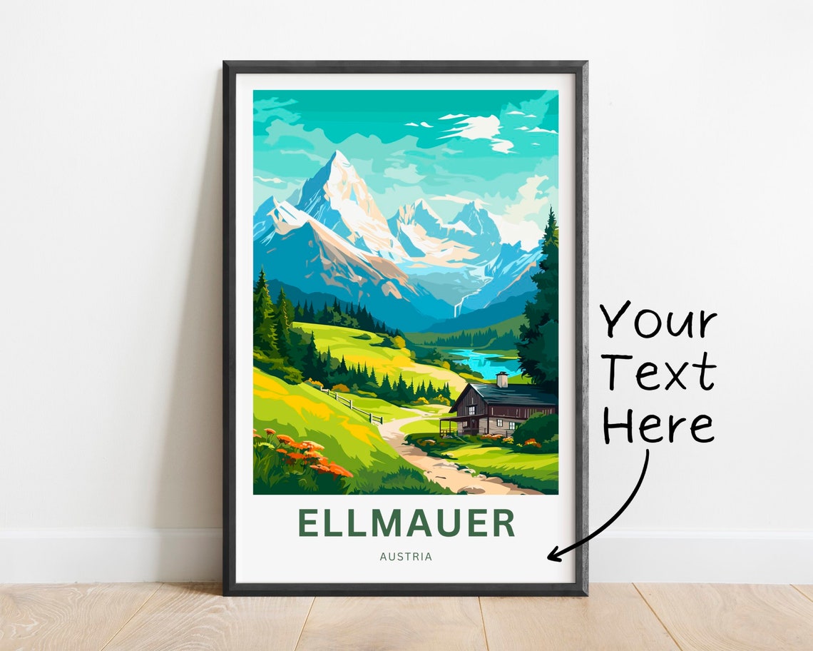 Personalized Ellmauer Austria Snowy Alpine Cabin Meadow Poster