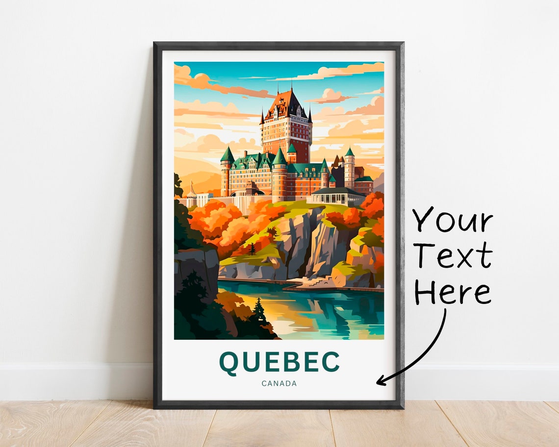 Chateau Frontenac Quebec Cliff Personalized Custom Text Canada Poster