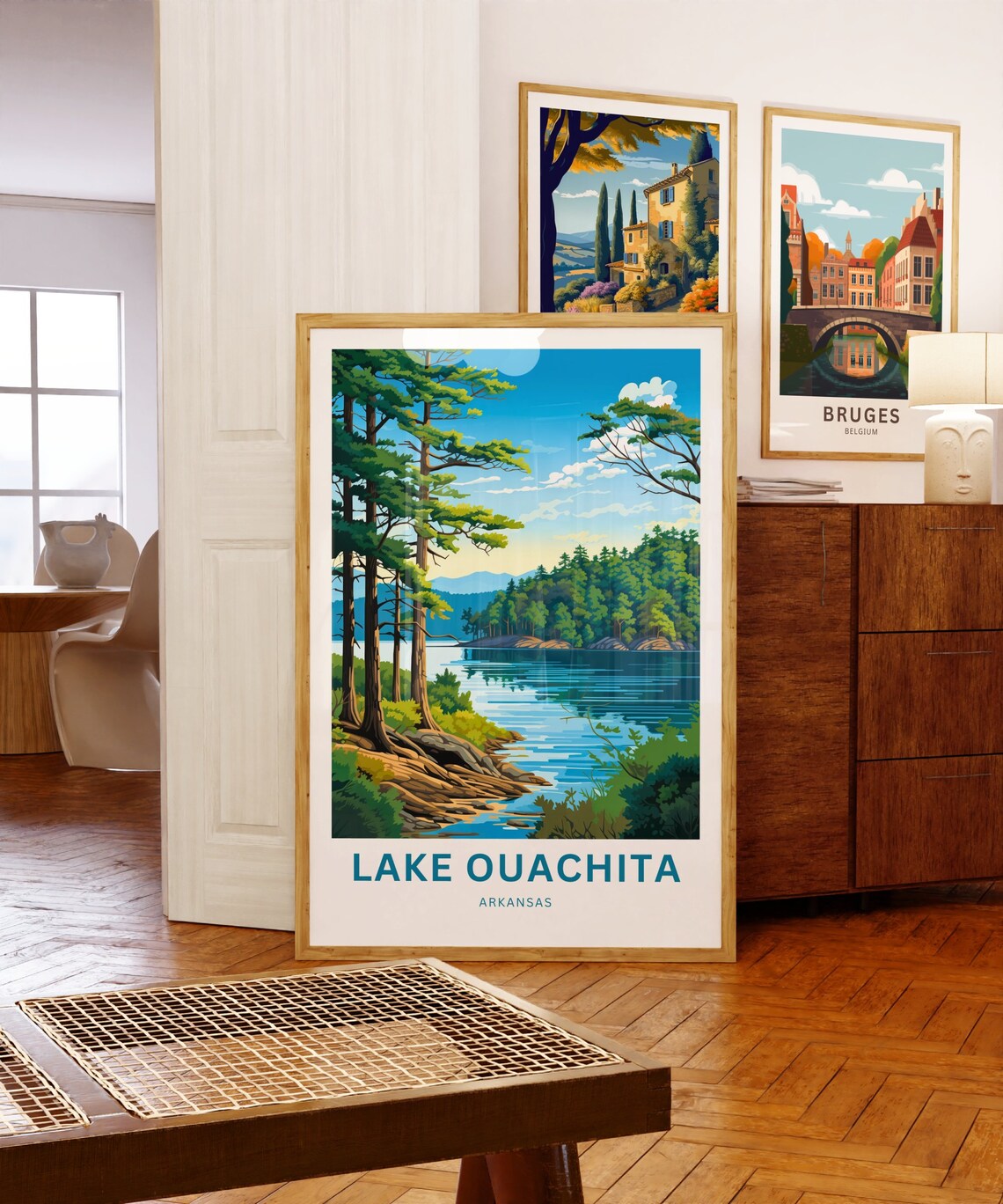 Lake Ouachita Arkansas Pine Shoreline Blue Lake Scenic Travel Poster - Image 5