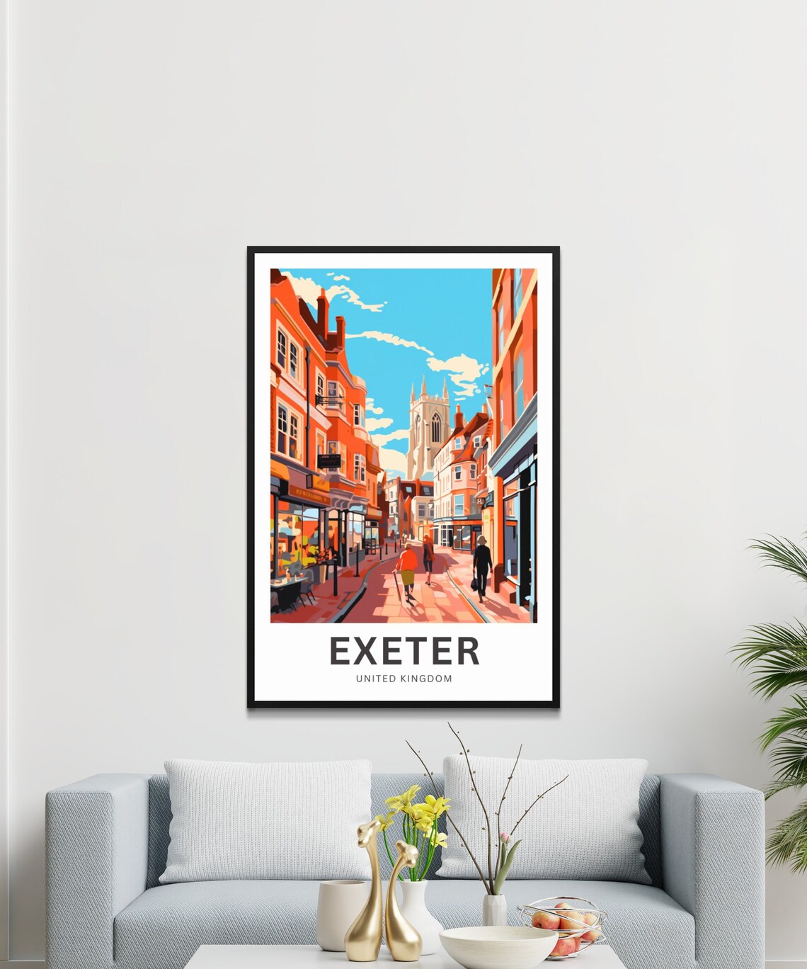 Personalized Exeter England Historic Street Cathedral Travel Poster - Image 3