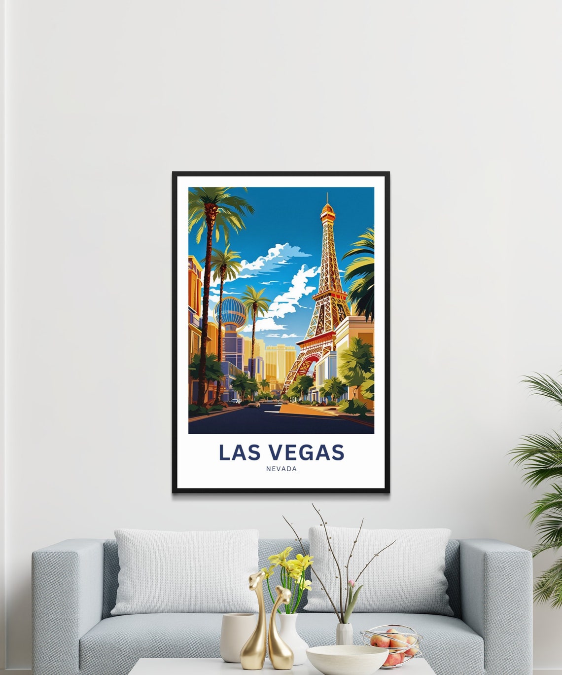 Las Vegas Nevada Eiffel Tower Replica Palm Trees Strip Travel Poster - Image 2