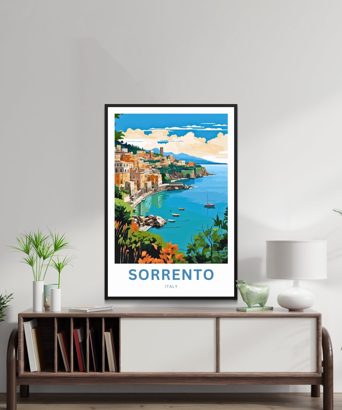Sorrento Italy Curved Bay Marina Modern Colorful Coastal Art Poster - Image 2