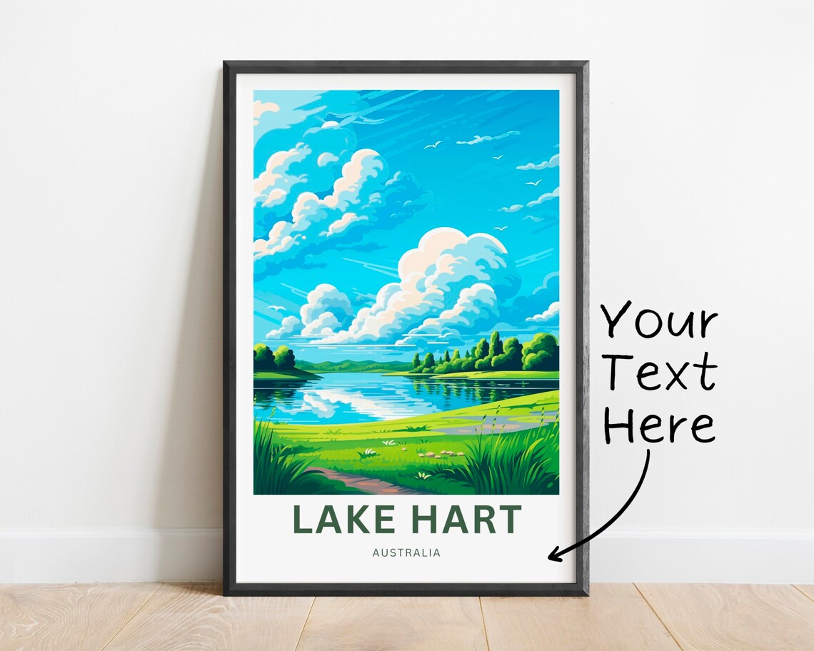 Personalized Lake Hart Australia Lakeside Meadow Vintage Travel Poster