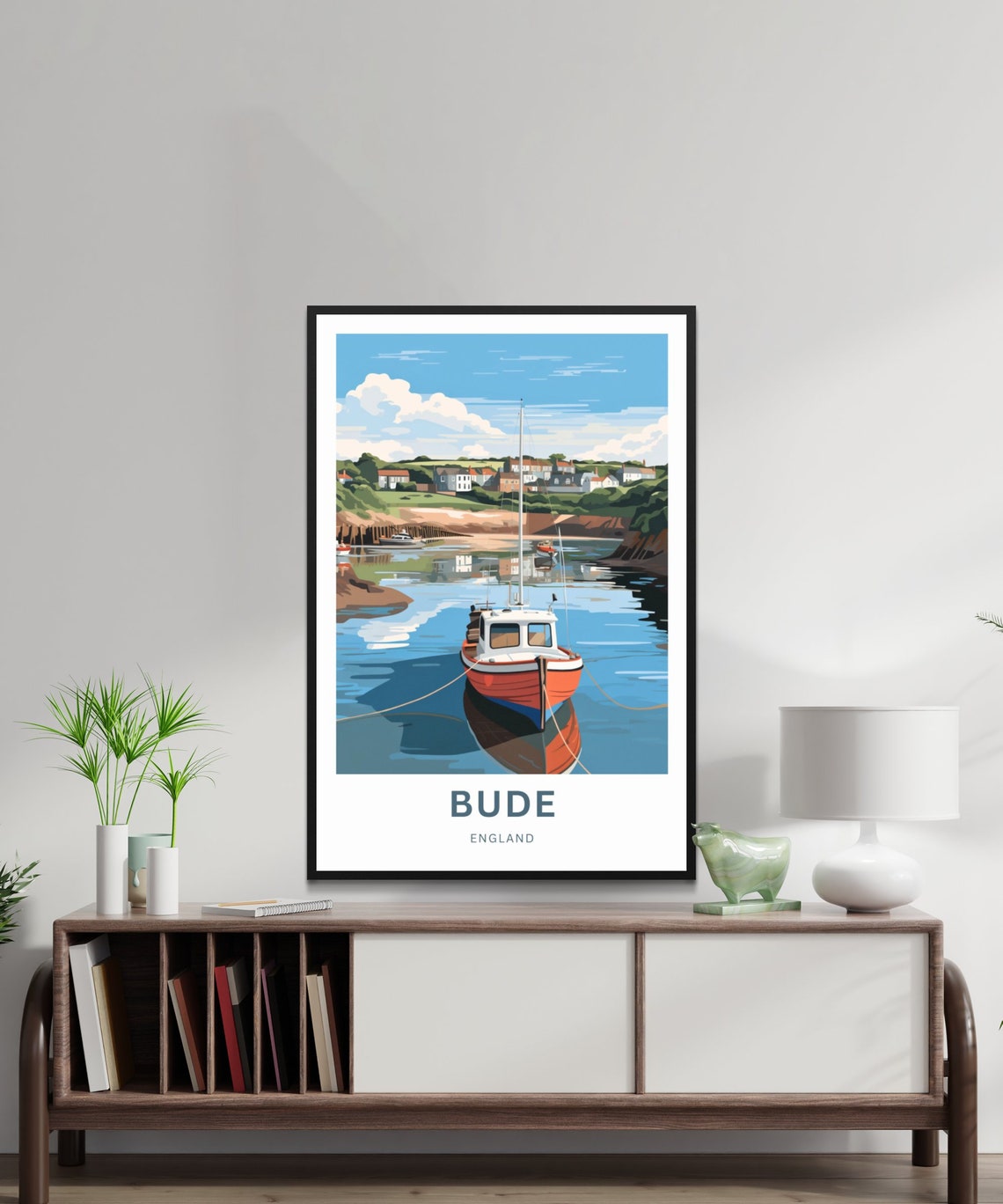 Bude Cornwall England Personalized Harbor Fishing Boat Travel Poster - Image 2