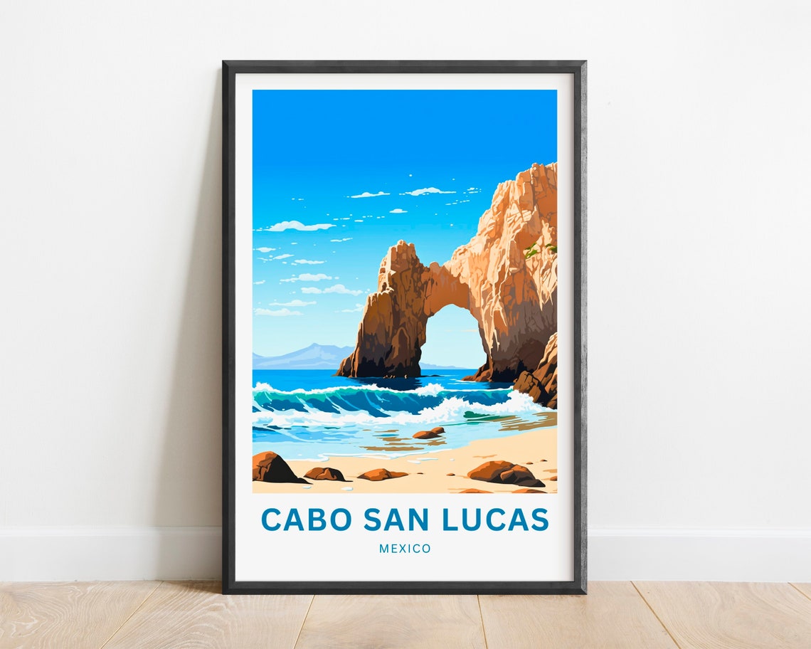 Personalized Cabo San Lucas Travel Print Cabo San Lucas Poster Mexico Wall Art Framed Present Gift Baja California Peninsula Present - Image 2