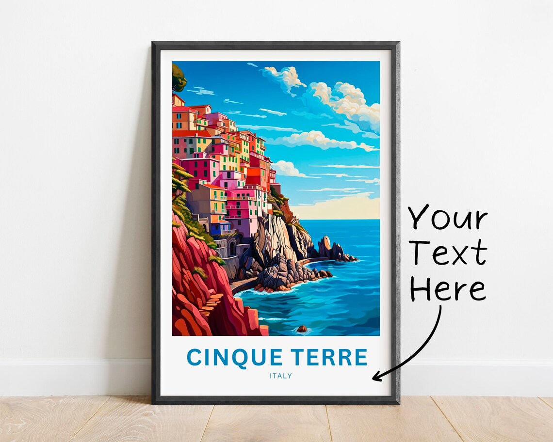 Cinque Terre Italy Personalized Coastal Village Travel Art Poster