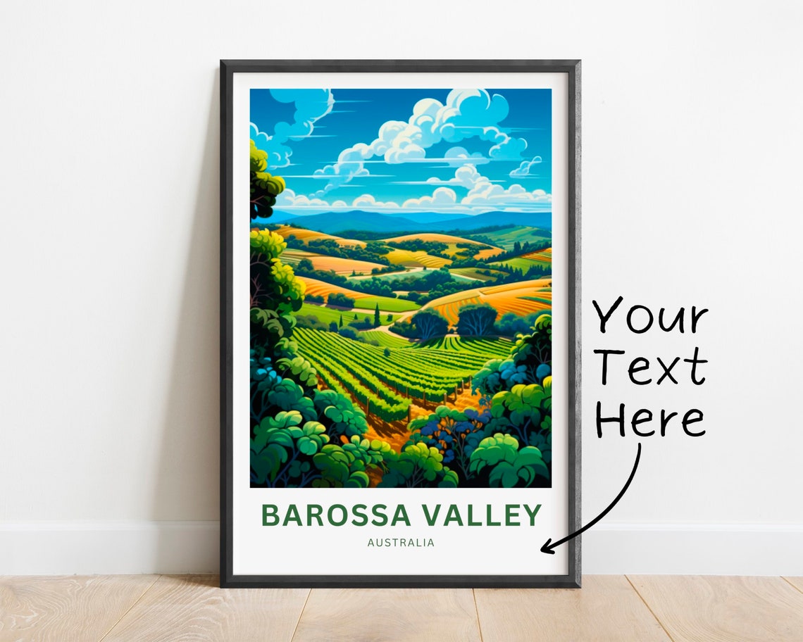 Barossa Valley Australia Rolling Vineyard Hills Wine Travel Poster