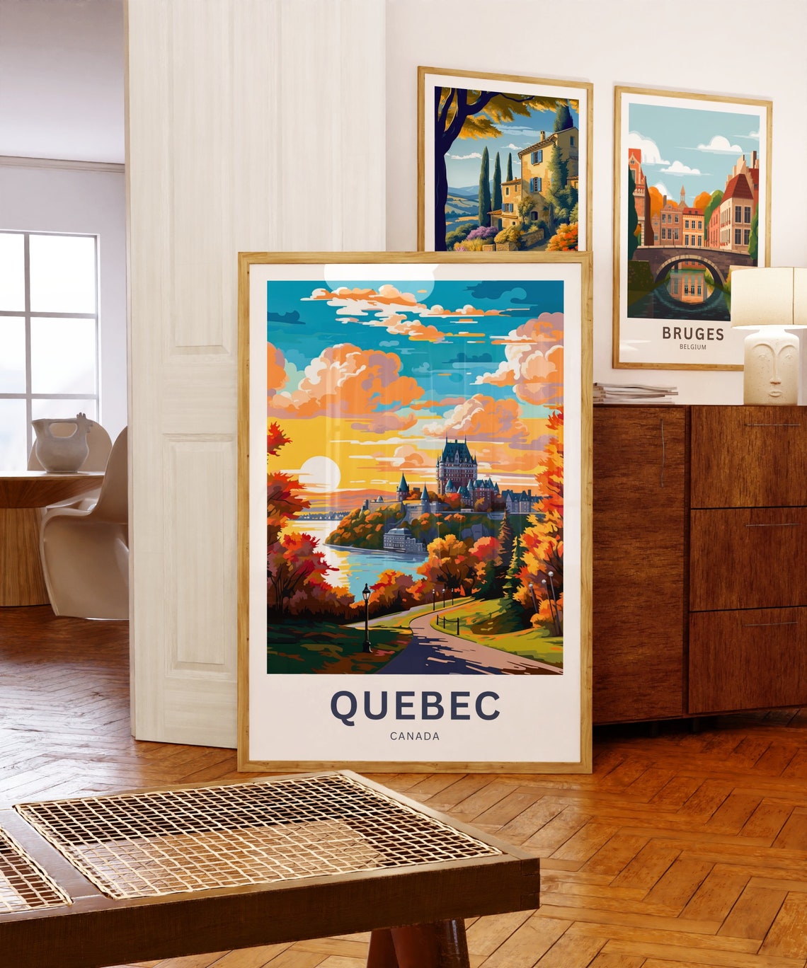 Quebec Canada Sunset Chateau Frontenac Autumn Park Riverside Poster - Image 5
