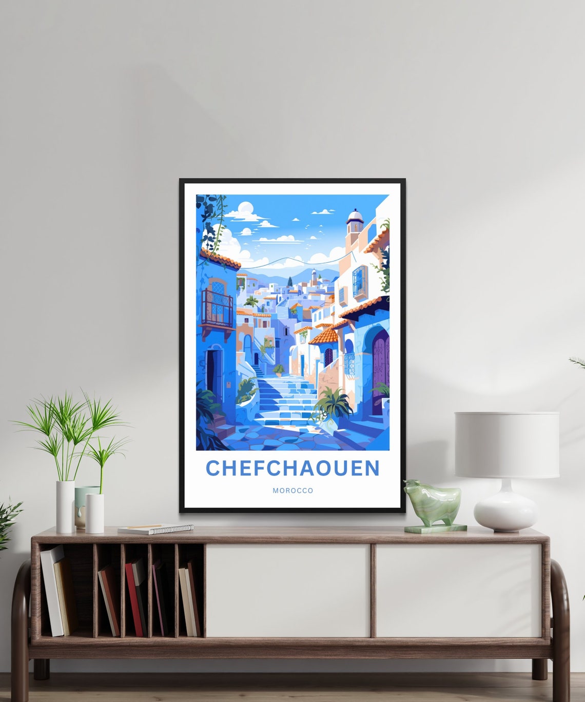 Chefchaouen Travel Print Chefchaouen Poster Morocco Wall Art Framed Present Gift Morocco Present - Image 2