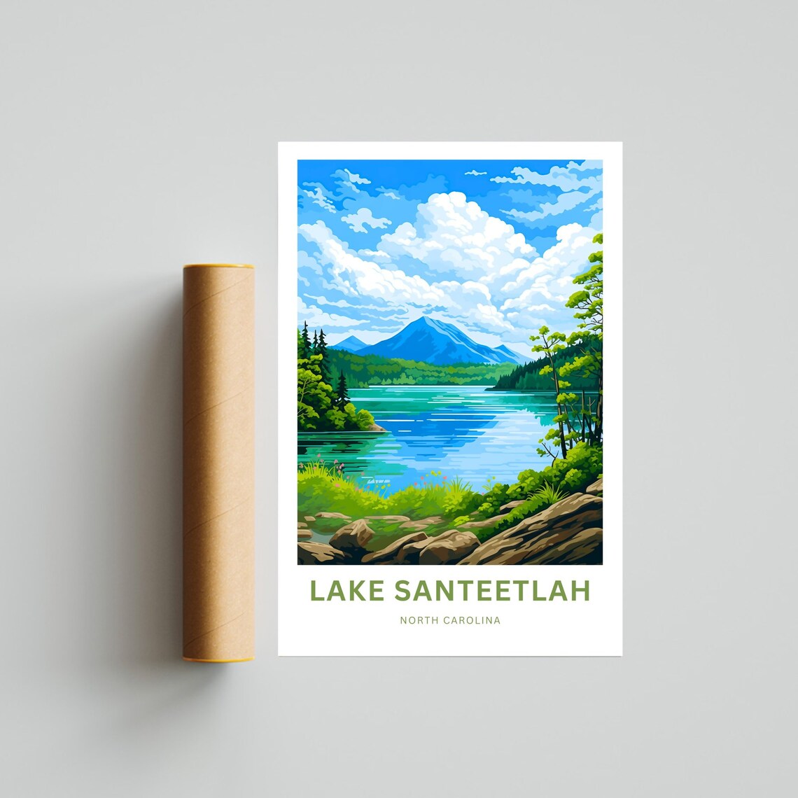 Lake Santeetlah North Carolina Rocky Shore Calm Waters Travel Poster - Image 4