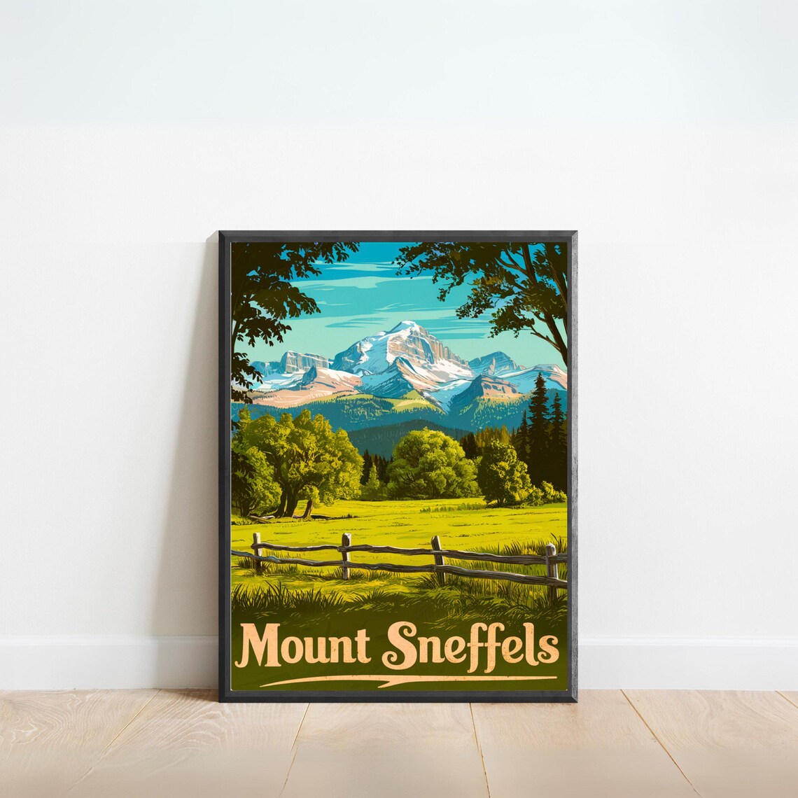 Mount Sneffels Colorado Snowy Peak Wildflower Meadow Travel Poster
