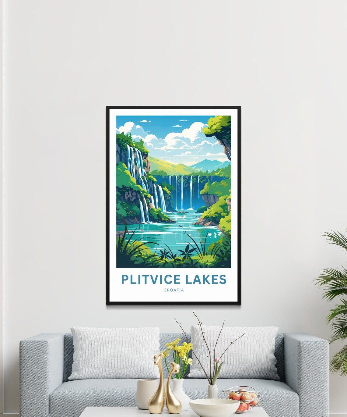 Plitvice Lakes Croatia Turquoise Falls Lush Canyon Travel Poster - Image 2