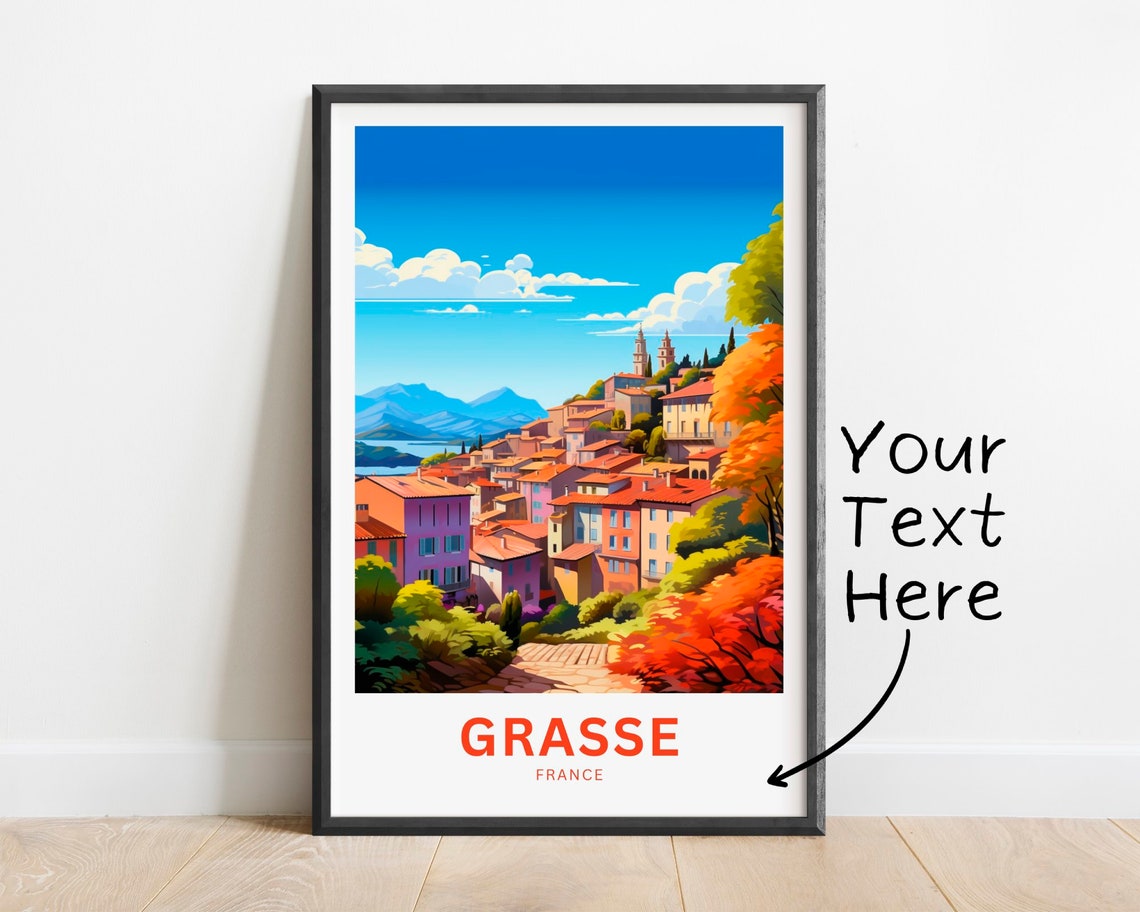 Grasse France Autumn Rooftops Colorful Hill Town Scene Poster