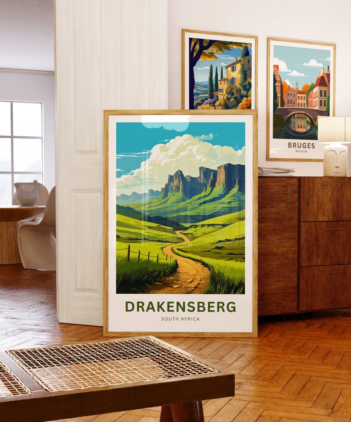 Drakensberg South Africa Green Valley Trail Travel Art Poster - Image 5