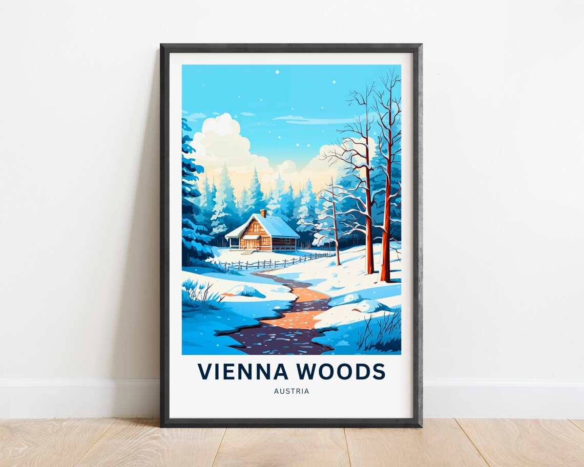 Vienna Woods Austria Snowy Cabin Clearing Winter Forest Travel Poster