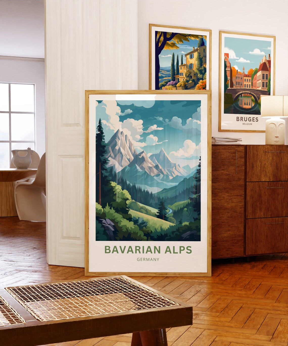 Bavarian Alps Germany Forest Valley Snowy Peaks Art Travel Poster - Image 5