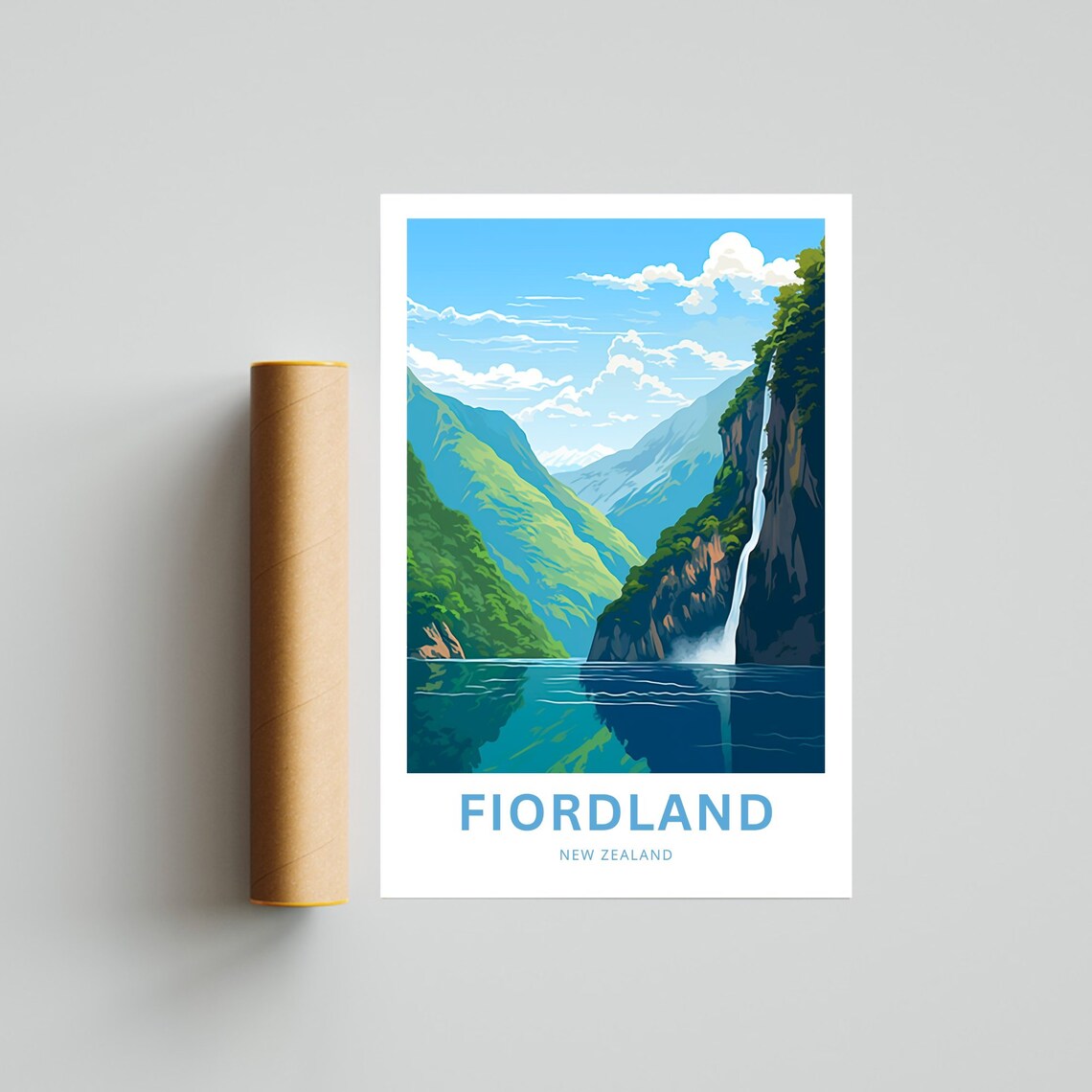 Fiordland New Zealand Personalized Fjord Waterfall Travel Poster - Image 4