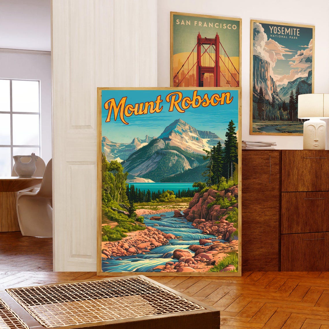Mount Robson Canada Alpine Peak Stream Retro Travel Poster Art - Image 5