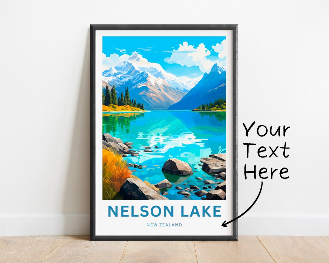 Nelson Lake New Zealand Alpine Lake Personalized Travel Poster