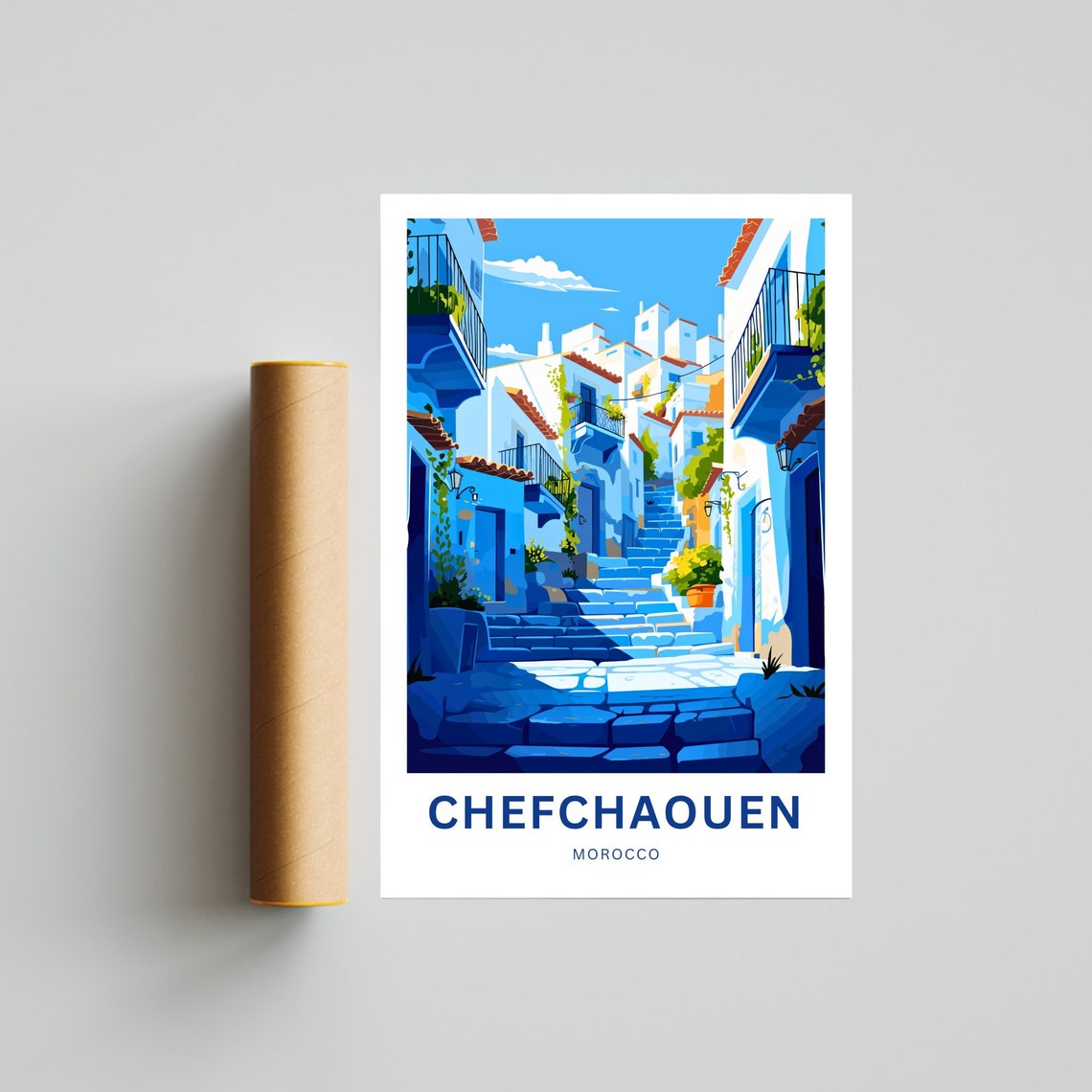 Personalized Chefchaouen Travel Print Chefchaouen Poster Morocco Wall Art Framed Present Gift Morocco Present - Image 4