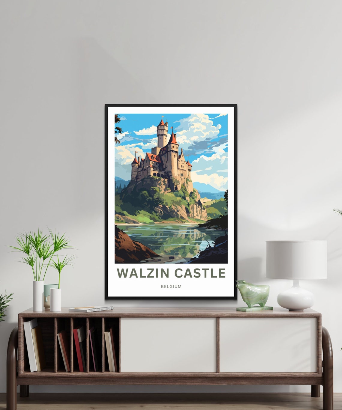Walzin Castle Belgium Fairytale Cliff Castle River View Travel Poster - Image 2