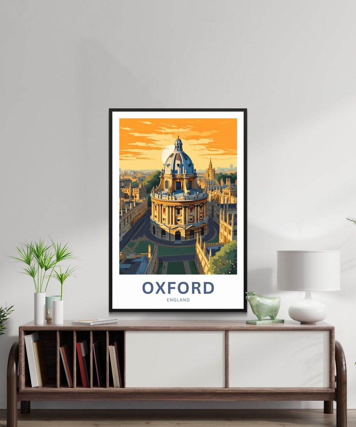 Oxford England Radcliffe Camera Glowing Sunset Skyline Poster - Image 2