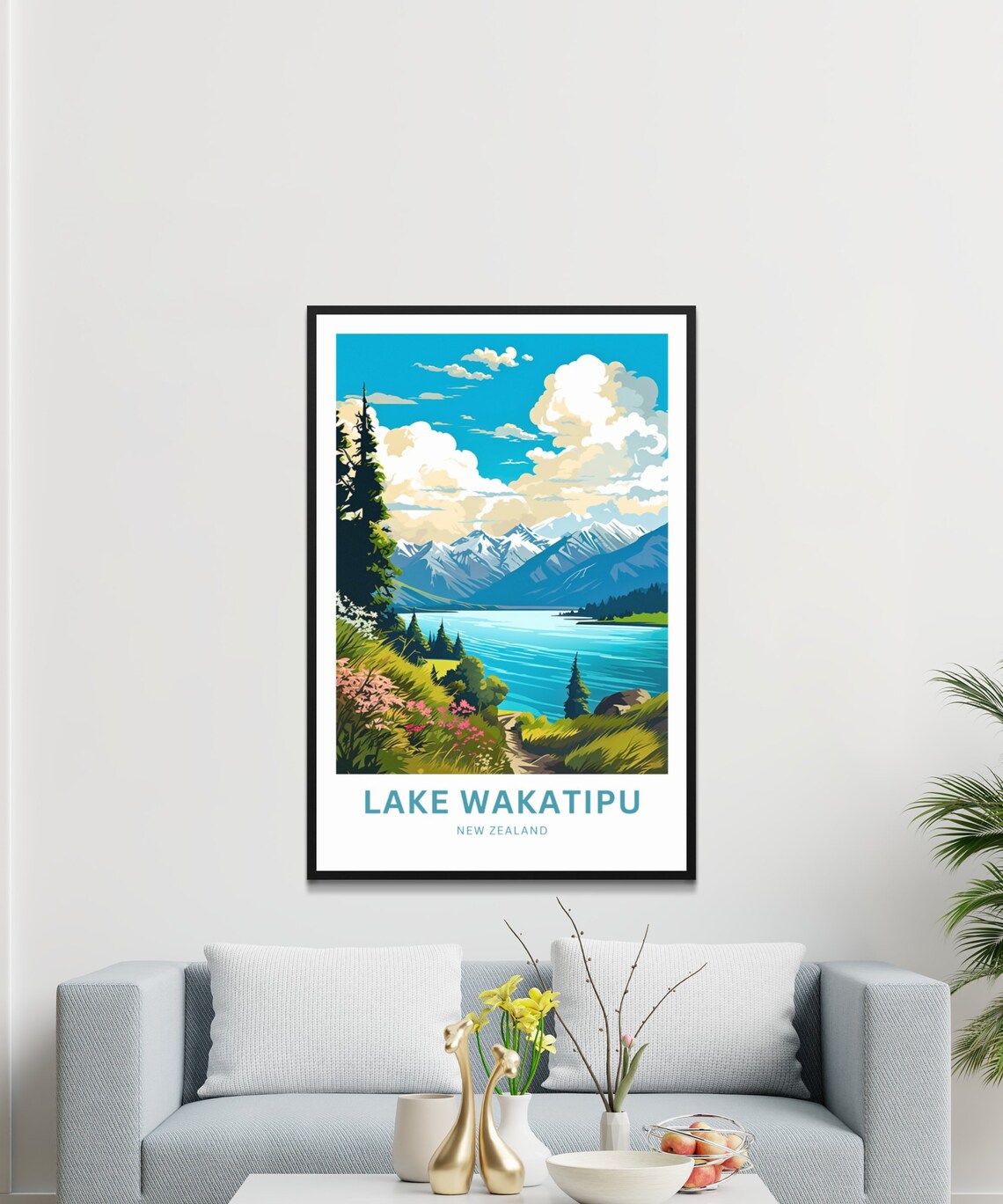 Lake Wakatipu New Zealand Scenic Wildflower Lakeside Trail Poster - Image 2