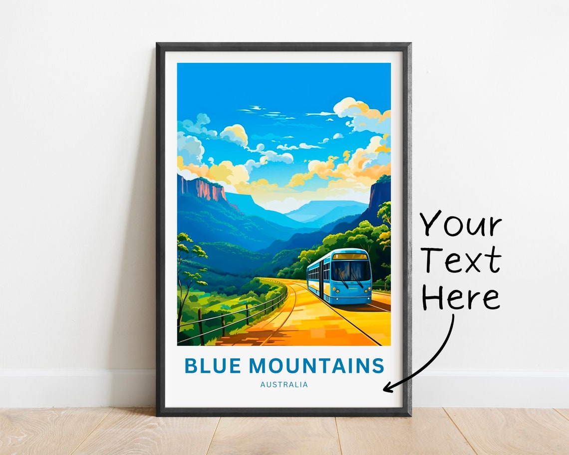 Blue Mountains Australia Mountain Road Bus Tour Custom Text Poster